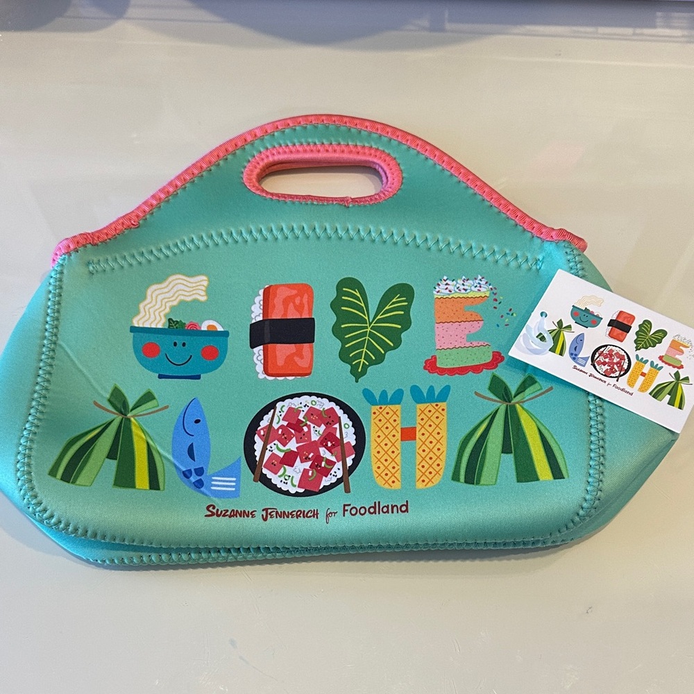 Foodland Neoprene Lunch Tote in beautiful Teal by Suzanne Jennrich